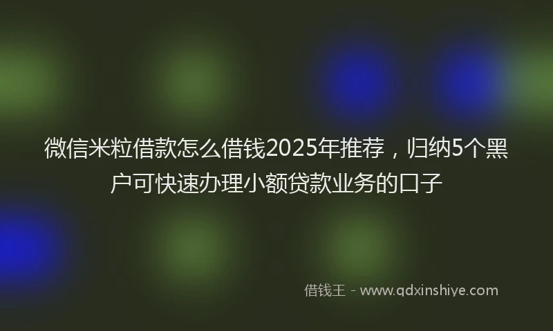 微信米粒借款怎么借钱2025年推荐，归纳5个黑户可快速办理小额贷款业务的口子