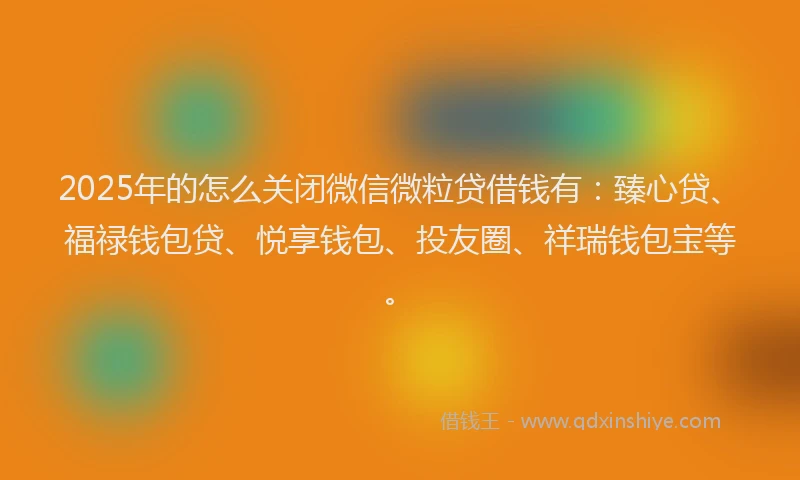 2025年的怎么关闭微信微粒贷借钱有：臻心贷、福禄钱包贷、悦享钱包、投友圈、祥瑞钱包宝等。