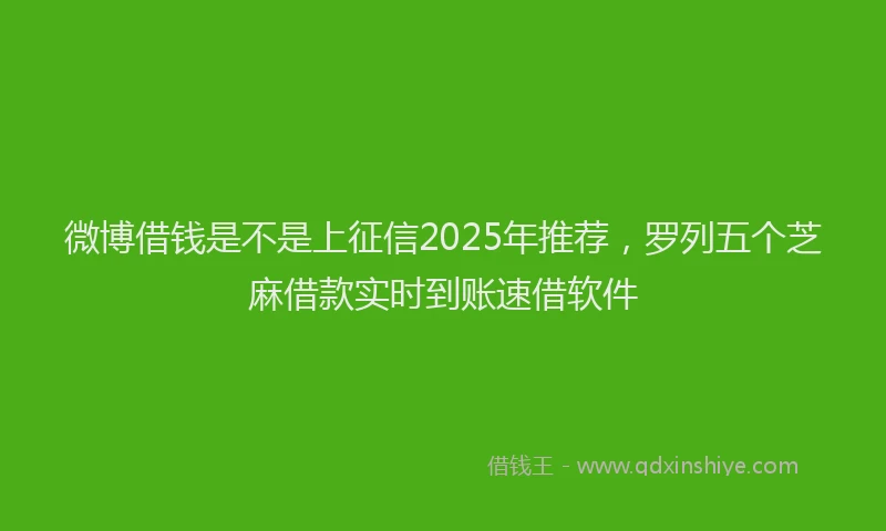 微博借钱是不是上征信2025年推荐，罗列五个芝麻借款实时到账速借软件