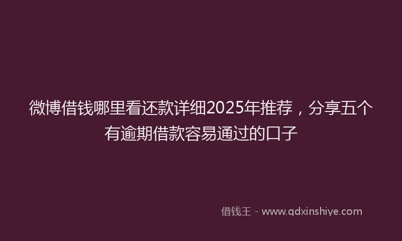 微博借钱哪里看还款详细2025年推荐，分享五个有逾期借款容易通过的口子
