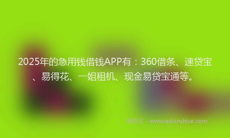 2025年的急用钱借钱APP有：360借条、速贷宝、易得花、一姐租机、现金易贷宝通等。