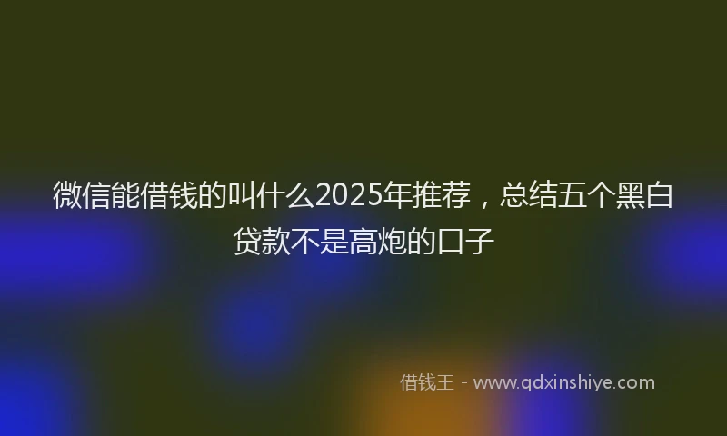 微信能借钱的叫什么2025年推荐，总结五个黑白贷款不是高炮的口子
