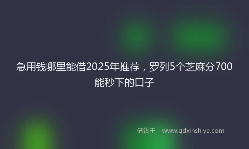 急用钱哪里能借2025年推荐，罗列5个芝麻分700能秒下的口子