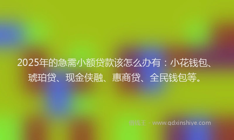 2025年的急需小额贷款该怎么办有：小花钱包、琥珀贷、现金侠融、惠商贷、全民钱包等。