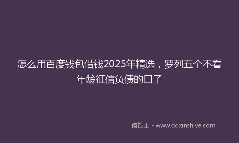怎么用百度钱包借钱2025年精选，罗列五个不看年龄征信负债的口子