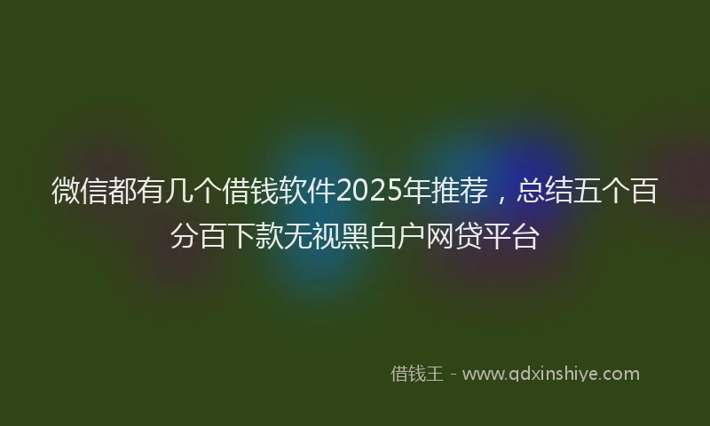 微信都有几个借钱软件2025年推荐，总结五个百分百下款无视黑白户网贷平台