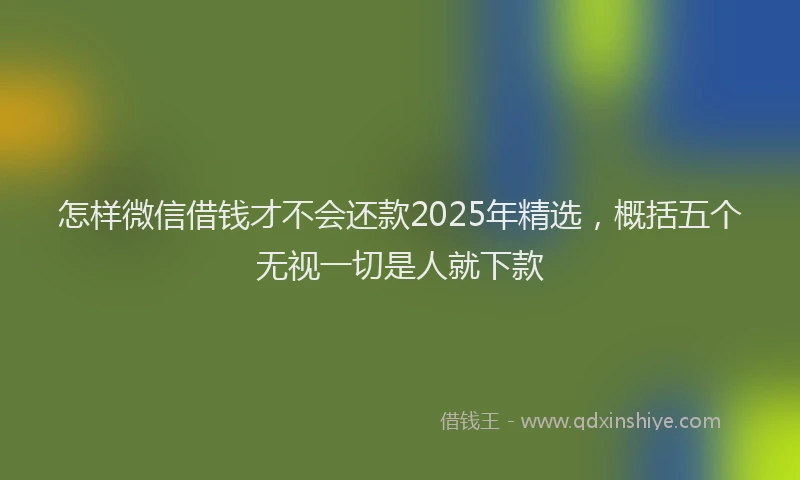 怎样微信借钱才不会还款2025年精选，概括五个无视一切是人就下款