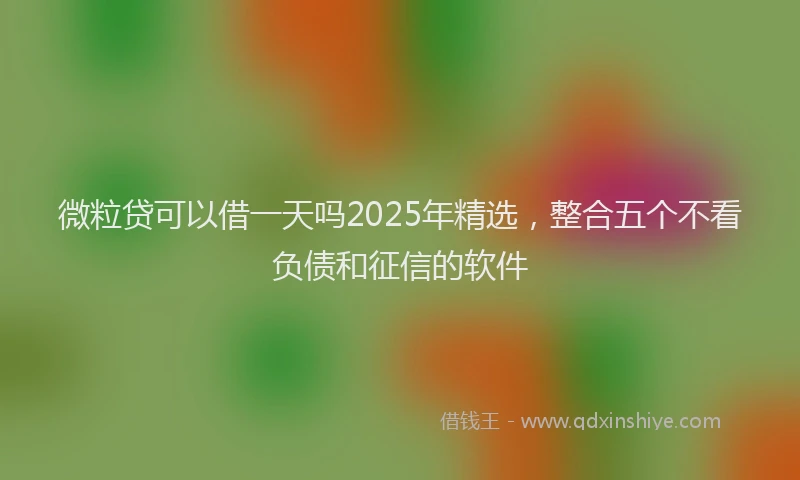 微粒贷可以借一天吗2025年精选，整合五个不看负债和征信的软件