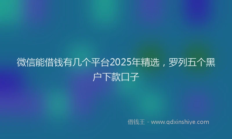 微信能借钱有几个平台2025年精选，罗列五个黑户下款口子