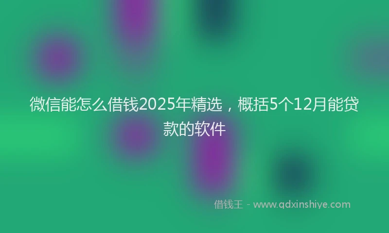 微信能怎么借钱2025年精选，概括5个12月能贷款的软件