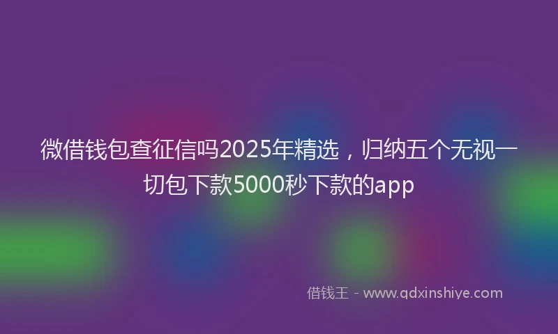 微借钱包查征信吗2025年精选，归纳五个无视一切包下款5000秒下款的app