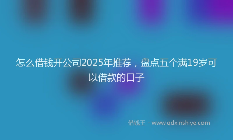 怎么借钱开公司2025年推荐，盘点五个满19岁可以借款的口子