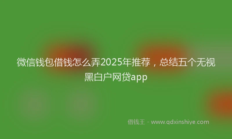 微信钱包借钱怎么弄2025年推荐，总结五个无视黑白户网贷app