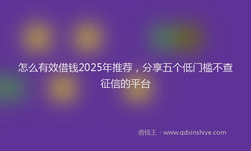 怎么有效借钱2025年推荐，分享五个低门槛不查征信的平台