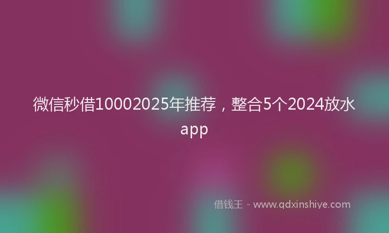 微信秒借10002025年推荐，整合5个2024放水app