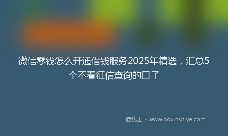 微信零钱怎么开通借钱服务2025年精选，汇总5个不看征信查询的口子