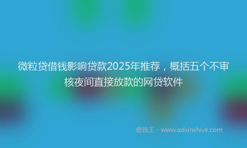 微粒贷借钱影响贷款2025年推荐，概括五个不审核夜间直接放款的网贷软件