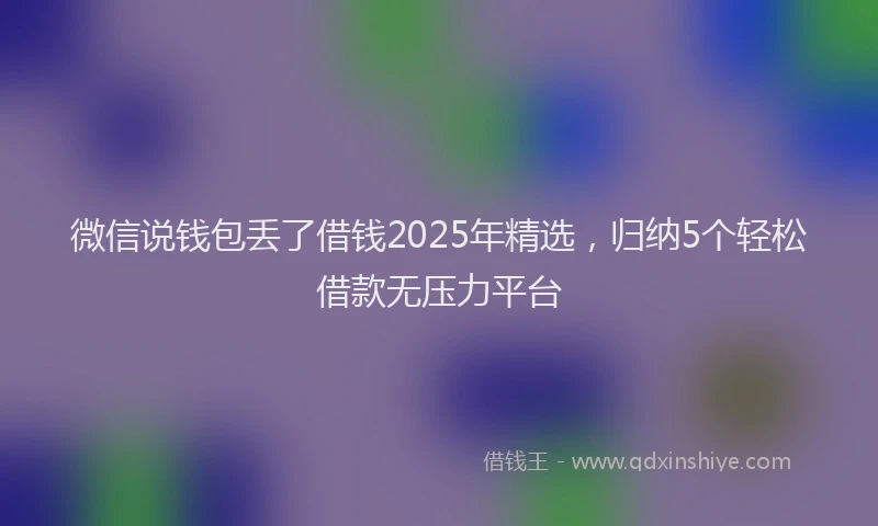 微信说钱包丢了借钱2025年精选，归纳5个轻松借款无压力平台