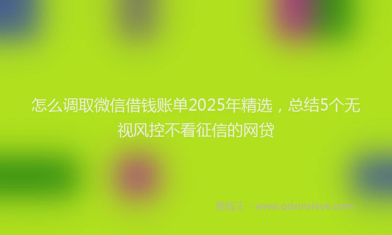 怎么调取微信借钱账单2025年精选，总结5个无视风控不看征信的网贷
