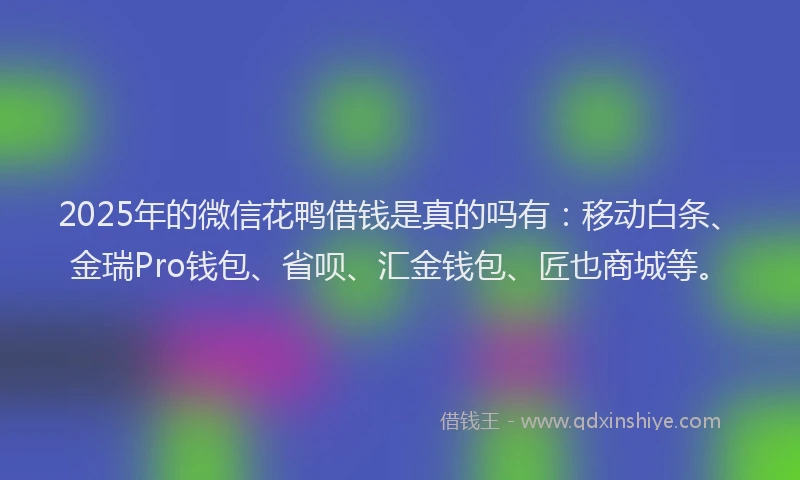 2025年的微信花鸭借钱是真的吗有：移动白条、金瑞Pro钱包、省呗、汇金钱包、匠也商城等。