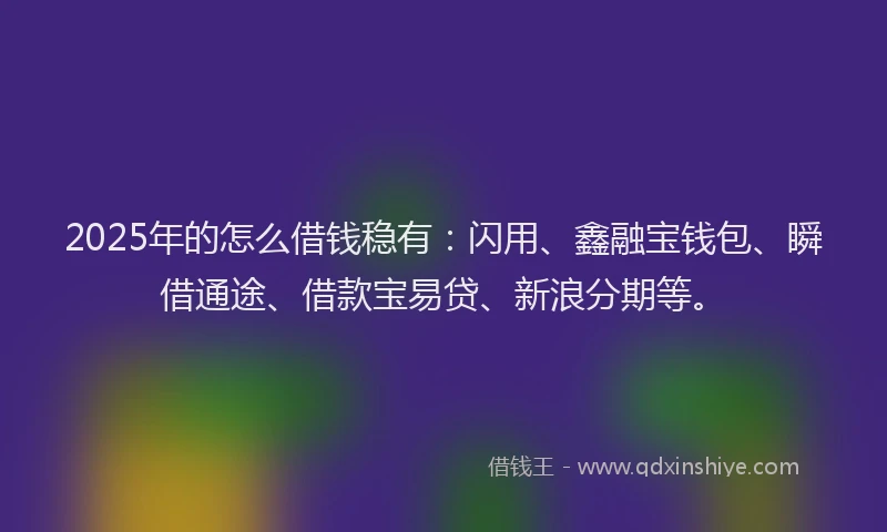 2025年的怎么借钱稳有：闪用、鑫融宝钱包、瞬借通途、借款宝易贷、新浪分期等。