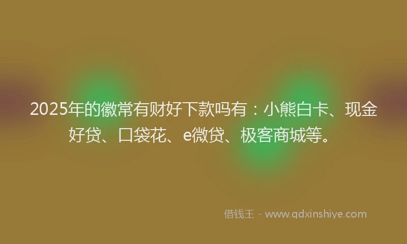 2025年的徽常有财好下款吗有：小熊白卡、现金好贷、口袋花、e微贷、极客商城等。