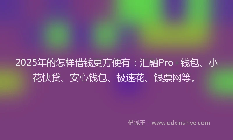 2025年的怎样借钱更方便有：汇融Pro+钱包、小花快贷、安心钱包、极速花、银票网等。