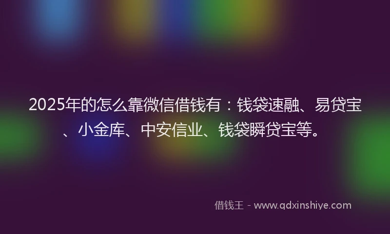 2025年的怎么靠微信借钱有：钱袋速融、易贷宝、小金库、中安信业、钱袋瞬贷宝等。