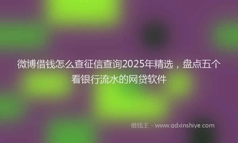 微博借钱怎么查征信查询2025年精选，盘点五个看银行流水的网贷软件