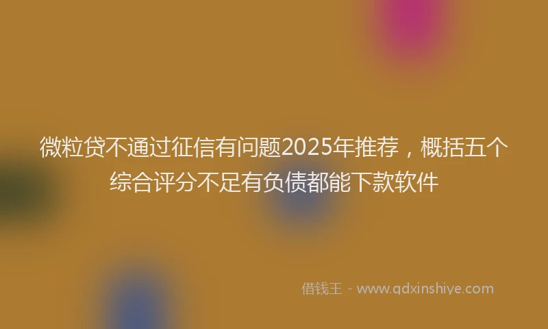 微粒贷不通过征信有问题2025年推荐，概括五个综合评分不足有负债都能下款软件