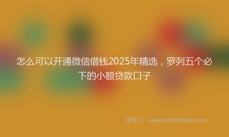 怎么可以开通微信借钱2025年精选，罗列五个必下的小额贷款口子
