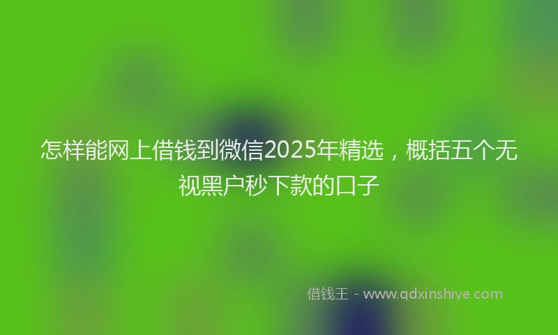 怎样能网上借钱到微信2025年精选，概括五个无视黑户秒下款的口子