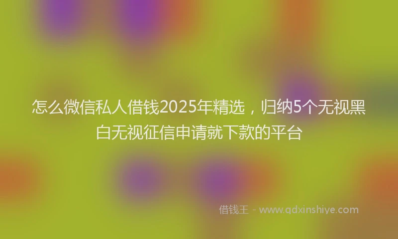 怎么微信私人借钱2025年精选，归纳5个无视黑白无视征信申请就下款的平台