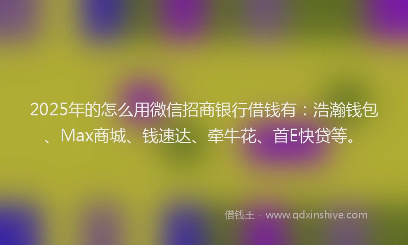 2025年的怎么用微信招商银行借钱有：浩瀚钱包、Max商城、钱速达、牵牛花、首E快贷等。