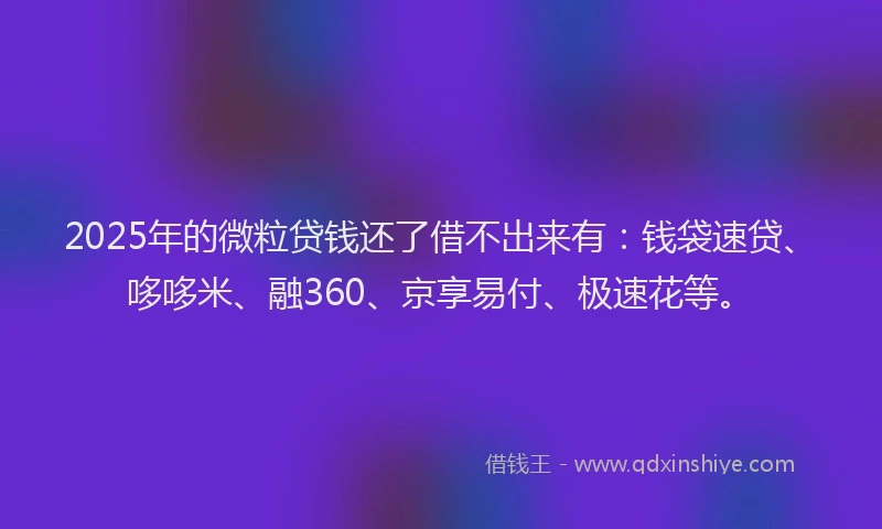 2025年的微粒贷钱还了借不出来有：钱袋速贷、哆哆米、融360、京享易付、极速花等。