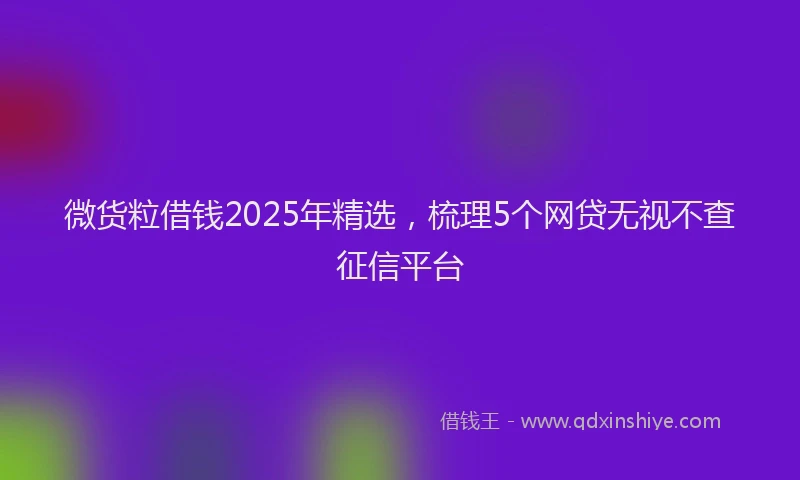 微货粒借钱2025年精选，梳理5个网贷无视不查征信平台