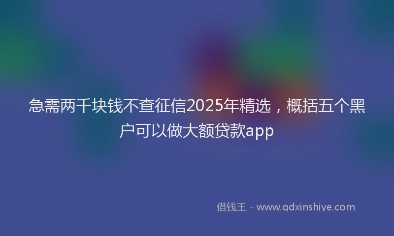 急需两千块钱不查征信2025年精选，概括五个黑户可以做大额贷款app