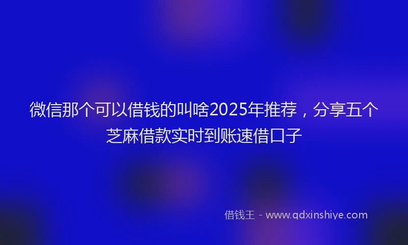 微信那个可以借钱的叫啥2025年推荐，分享五个芝麻借款实时到账速借口子
