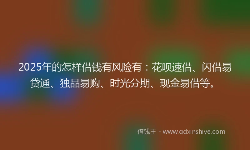 2025年的怎样借钱有风险有：花呗速借、闪借易贷通、独品易购、时光分期、现金易借等。