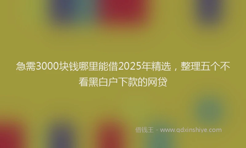 急需3000块钱哪里能借2025年精选，整理五个不看黑白户下款的网贷
