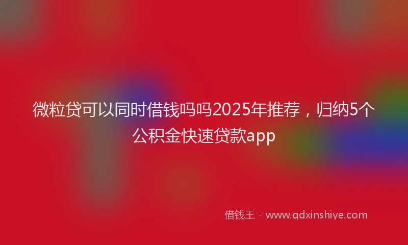 微粒贷可以同时借钱吗吗2025年推荐，归纳5个公积金快速贷款app