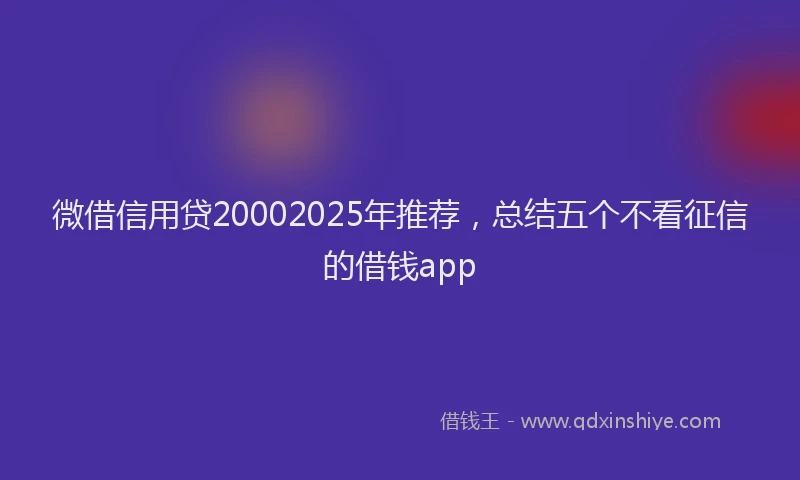 微借信用贷20002025年推荐，总结五个不看征信的借钱app