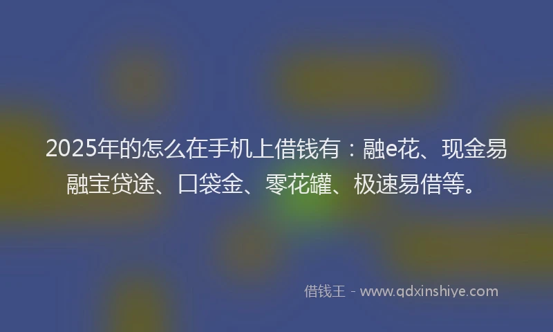 2025年的怎么在手机上借钱有：融e花、现金易融宝贷途、口袋金、零花罐、极速易借等。