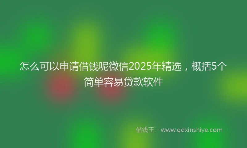 怎么可以申请借钱呢微信2025年精选，概括5个简单容易贷款软件