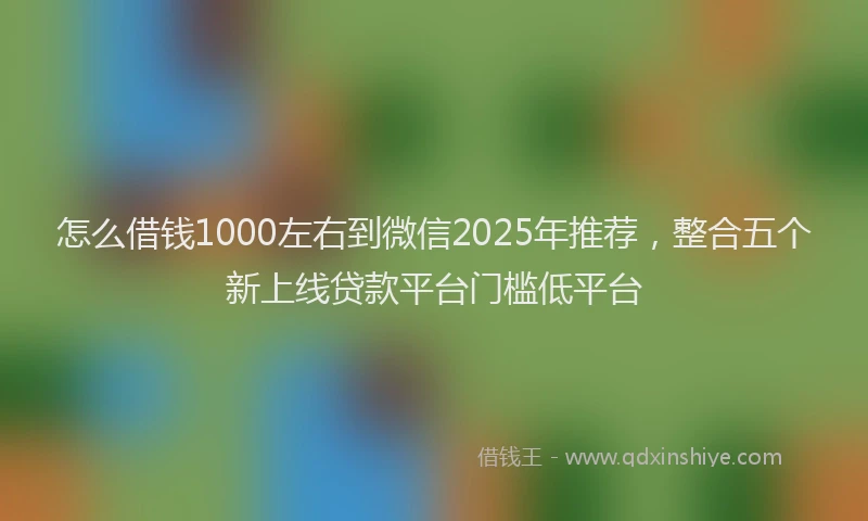 怎么借钱1000左右到微信2025年推荐，整合五个新上线贷款平台门槛低平台