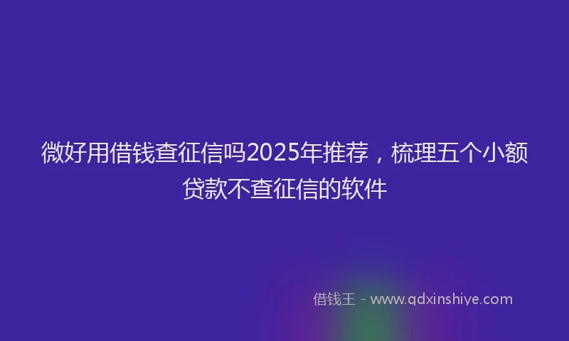 微好用借钱查征信吗2025年推荐，梳理五个小额贷款不查征信的软件