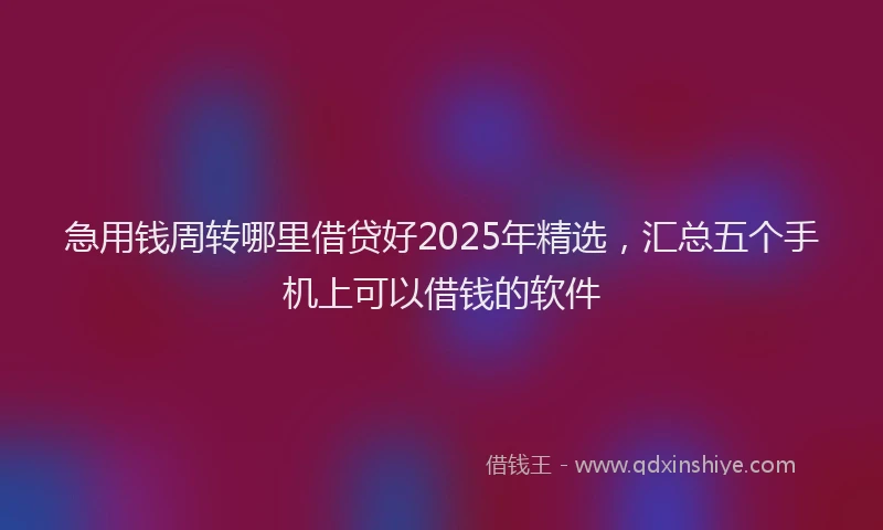 急用钱周转哪里借贷好2025年精选，汇总五个手机上可以借钱的软件