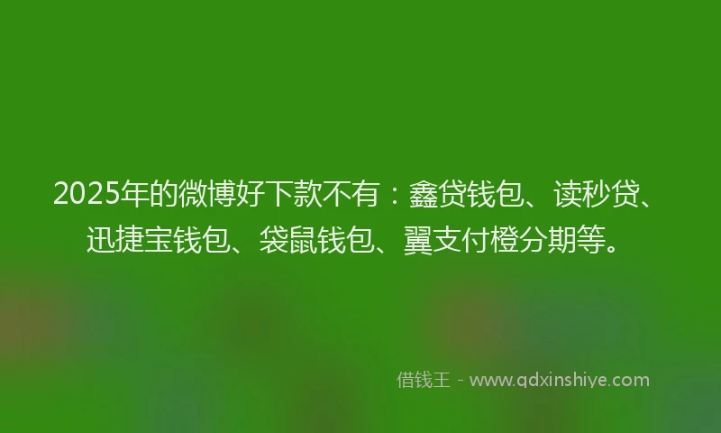 2025年的微博好下款不有：鑫贷钱包、读秒贷、迅捷宝钱包、袋鼠钱包、翼支付橙分期等。