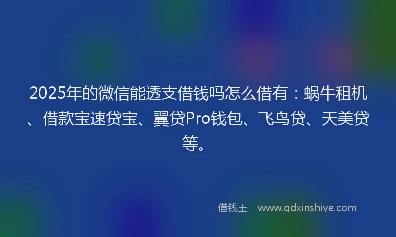 2025年的微信能透支借钱吗怎么借有：蜗牛租机、借款宝速贷宝、翼贷Pro钱包、飞鸟贷、天美贷等。