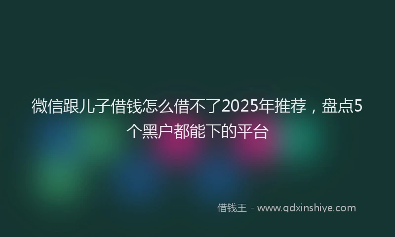 微信跟儿子借钱怎么借不了2025年推荐，盘点5个黑户都能下的平台